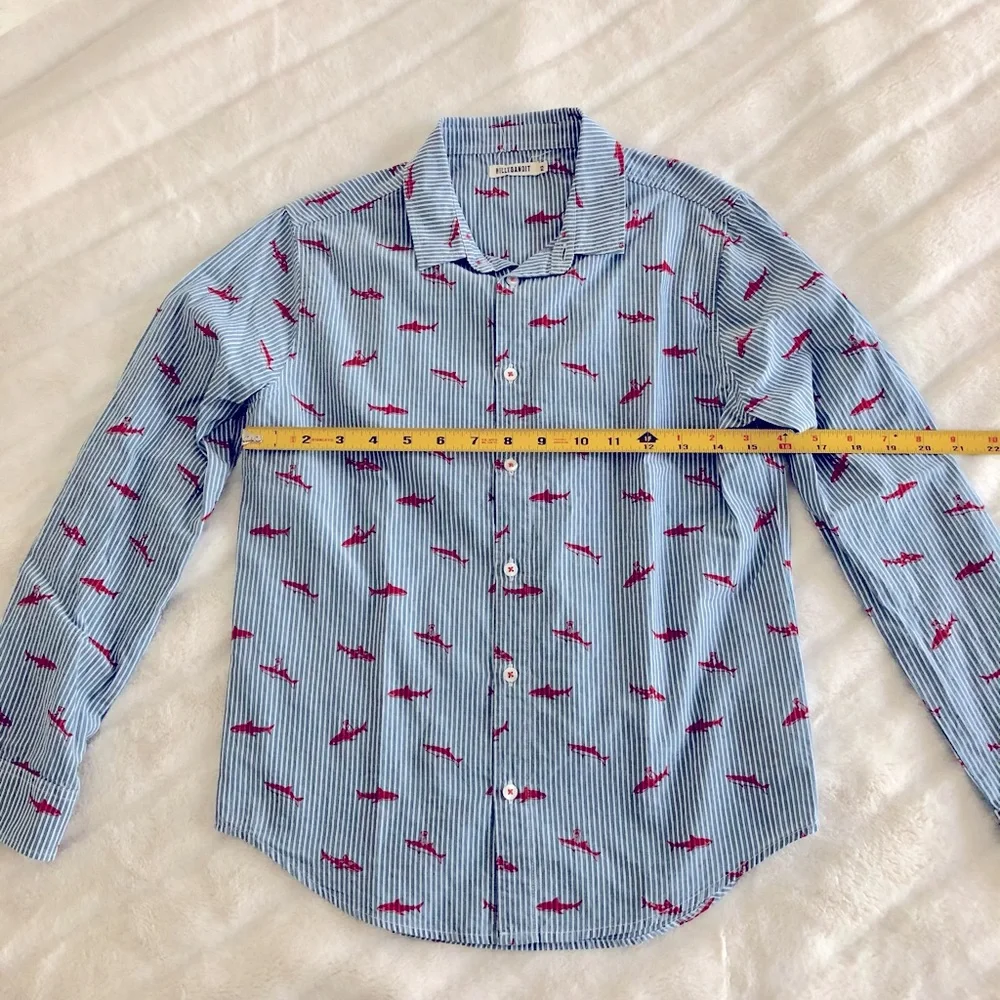 Billy Bandit striped shark print button down, boys 12 - Picture 2 of 4